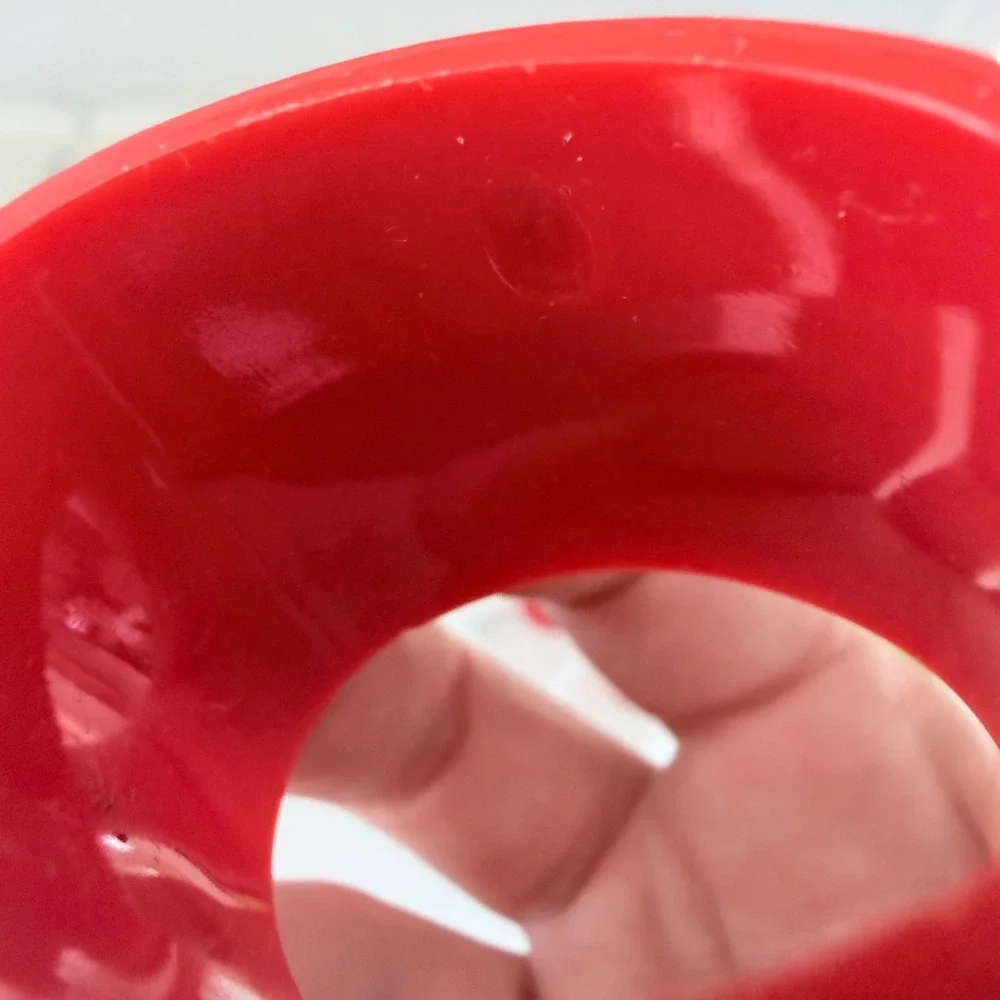 Vintage Red Acrylic Napkin Rings Set of 7 Chunky Plastic Barrel Table Decor